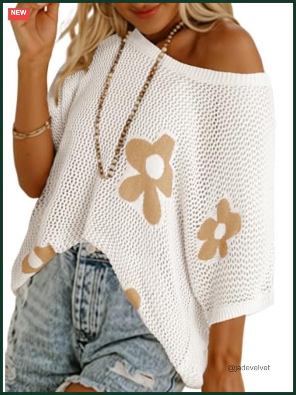 Crochet Short Sleeve Floral Knit Sweater Lightweight Summer Coverup